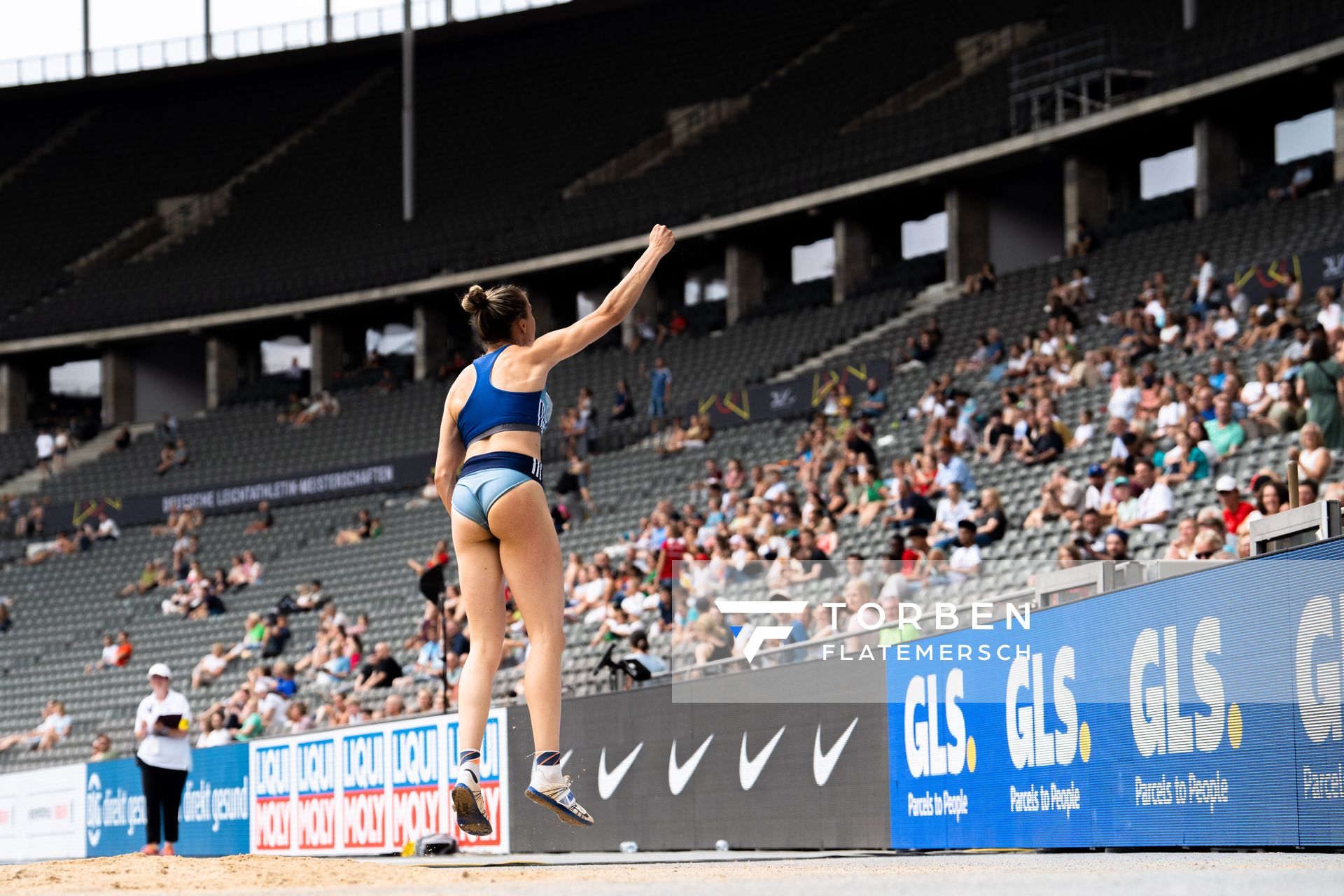 Maria Purtsa (LAC Erdgas Chemnitz) im Dreisprung waehrend der deutschen Leichtathletik-Meisterschaften im Olympiastadion am 25.06.2022 in Berlin